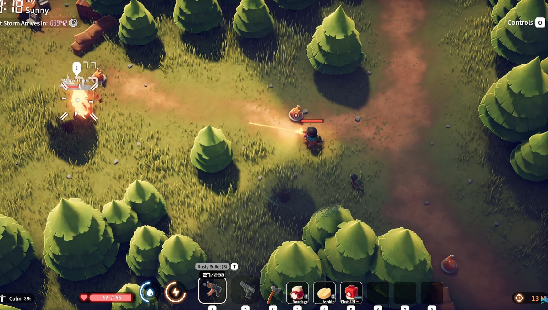 Aiming Distance Indicator UI (Green/Red Status) in the lower right corner of the screen